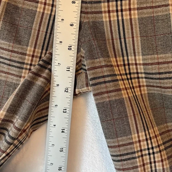 Reformation womens brown Franklin Tartan Plaid wide leg pants trousers size 0 - Picture 5 of 10